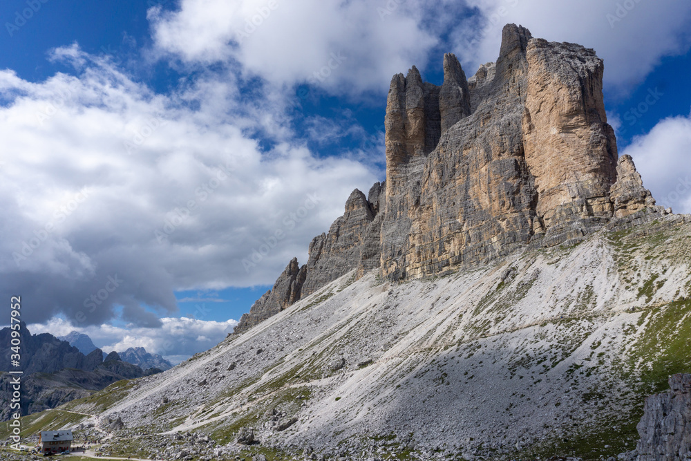 Unesco site of Tre Cime di Lavaredo in the italian Dolomites