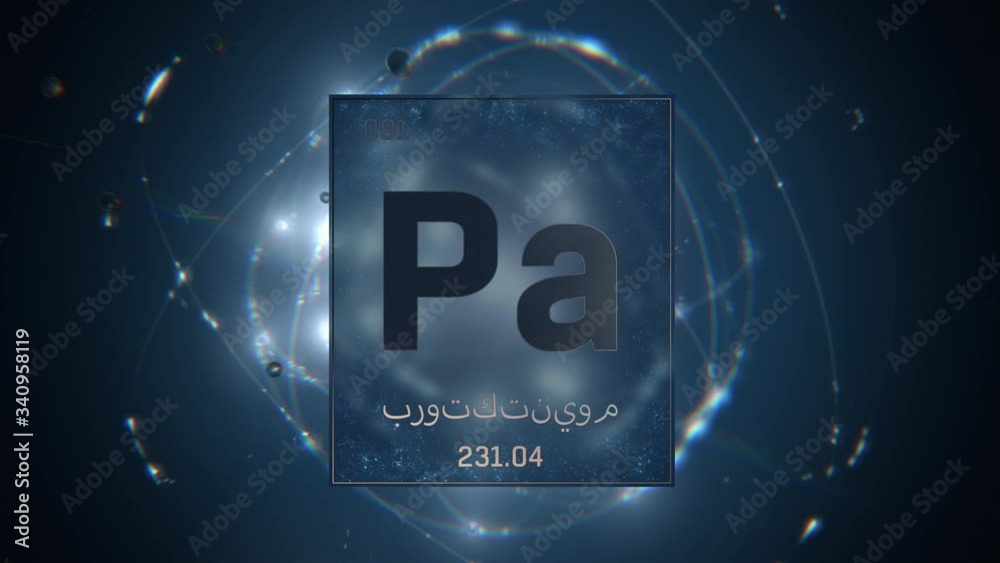 Protactinium as Element 91 of the Periodic Table. Seamlessly looping 3D ...