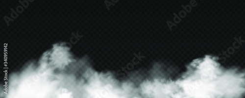 White cloudiness ,fog or smoke on dark checkered background.Cloudy sky or smog over the city.Vector illustration.