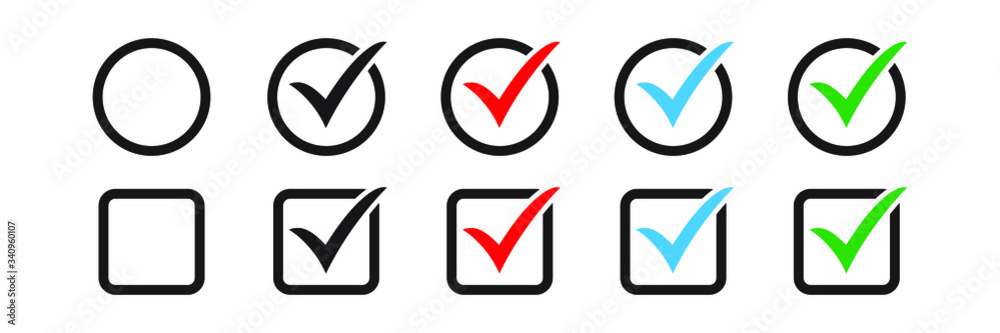 Checkbox set with blank and checked checkbox vector icon. Checkbox set with blank and checked checkbox vector icon.