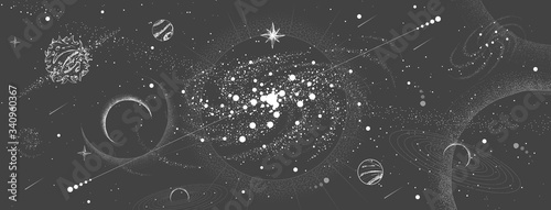 Vector illustration of astrology background. Outer space and planets photo