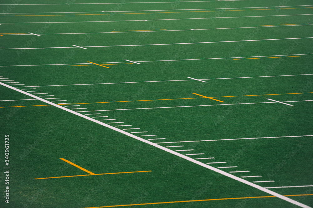 American Football and Rugby Field close-up.