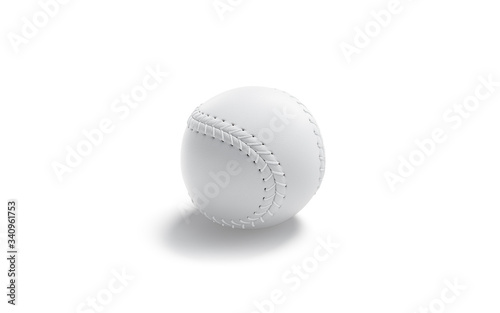 Blank white baseball ball with seam mockup, side view