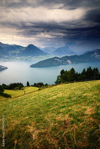View over lake Lucerne from Mount Rigi