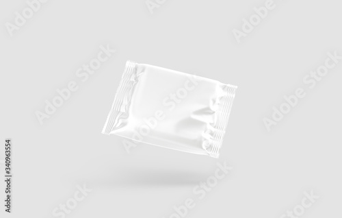 Blank white square chocolate bar foil wrap mockup, no gravity photo