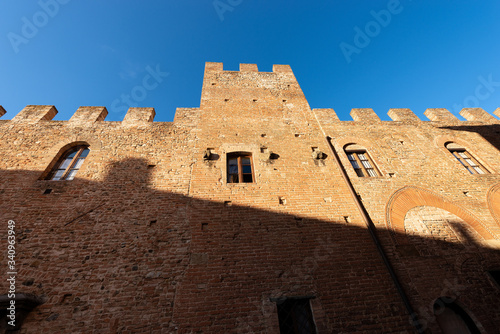 Palazzo Stiozzi Ridolfi. Medieval palace in the ancient town of Certaldo Alto. Town where the poet Giovanni Boccaccio lived. Florence province, Tuscany, Italy, Europe photo