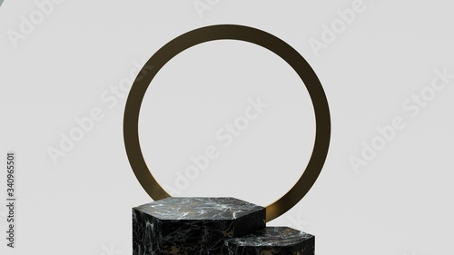 3d render ofbackground with a pedestal and a showcase, abstract minimal concept, blank space, simple clean design, minimalist mockup