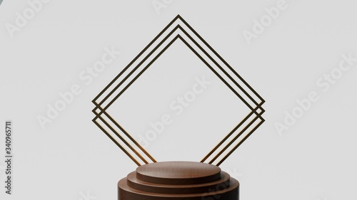 3d render ofbackground with a pedestal and a showcase, abstract minimal concept, blank space, simple clean design, minimalist mockup