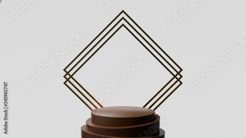 3d render ofbackground with a pedestal and a showcase, abstract minimal concept, blank space, simple clean design, minimalist mockup