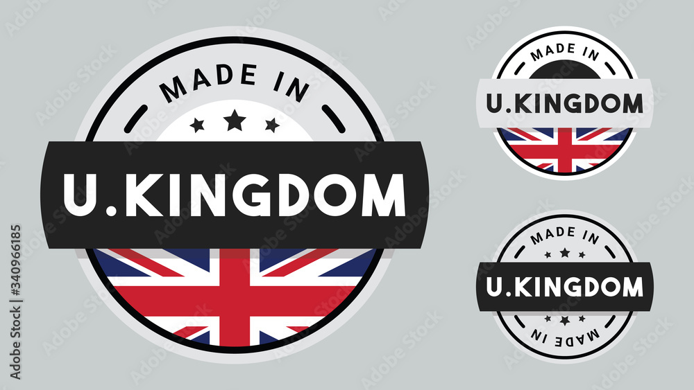 Made in United Kingdom collection with United Kingdom flag symbol. Made in United Kingdom collection with United Kingdom flag symbol.