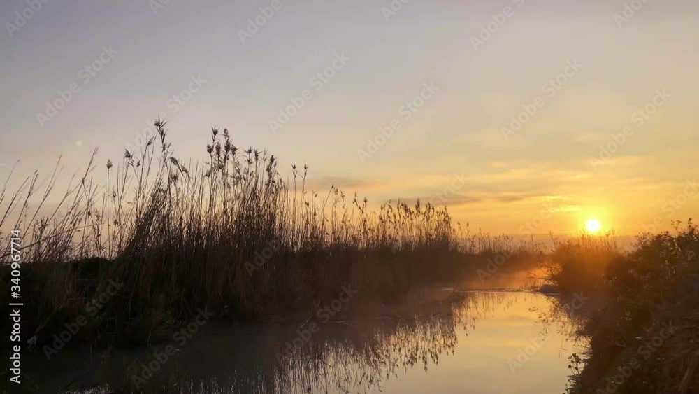 A beautiful sunrise in a ditch in the wetlands A beautiful sunrise in a ditch in the wetlands