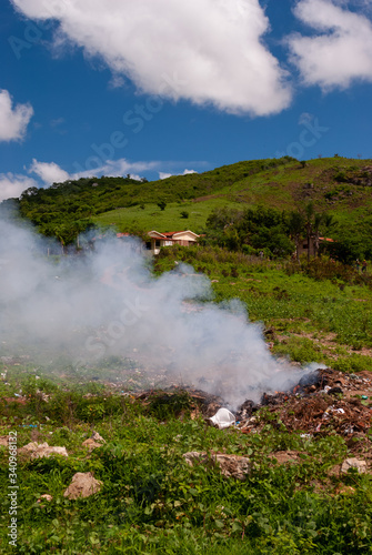 Garbage being burned in Riachão do Bacamarte, Paraiba, Brazil on April 6, 2008 photo