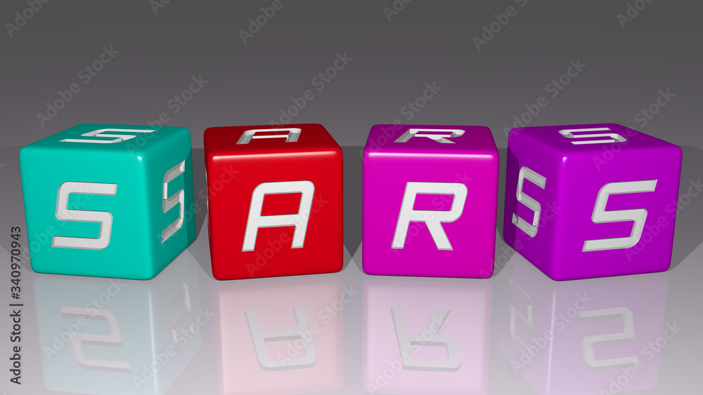 SARS combined by dice letters and color crossing for the related meanings of the concept SARS combined by dice letters and color crossing for the related meanings of the concept