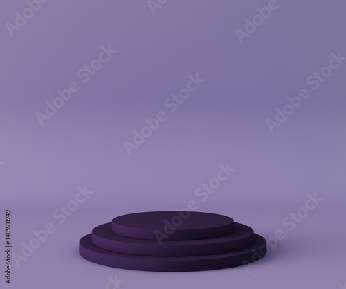 3D Rendering -Illustration purple pedestal isolated on light purple background, modern minimal concept, empty stage, abstract geometry shape pastel color, Cosmetic background for product presentation.