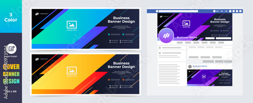 Professional Corporate Facebook timeline cover design, twitter banner, colorful and modern cover banner design template