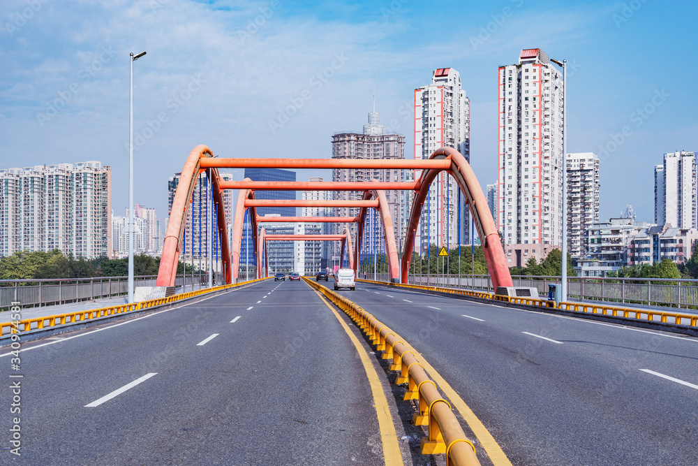 Evening view of the city road. Shenzhen. China.