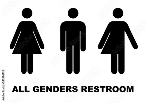 All gender restroom sign. Male, female transgender. Vector illustration.