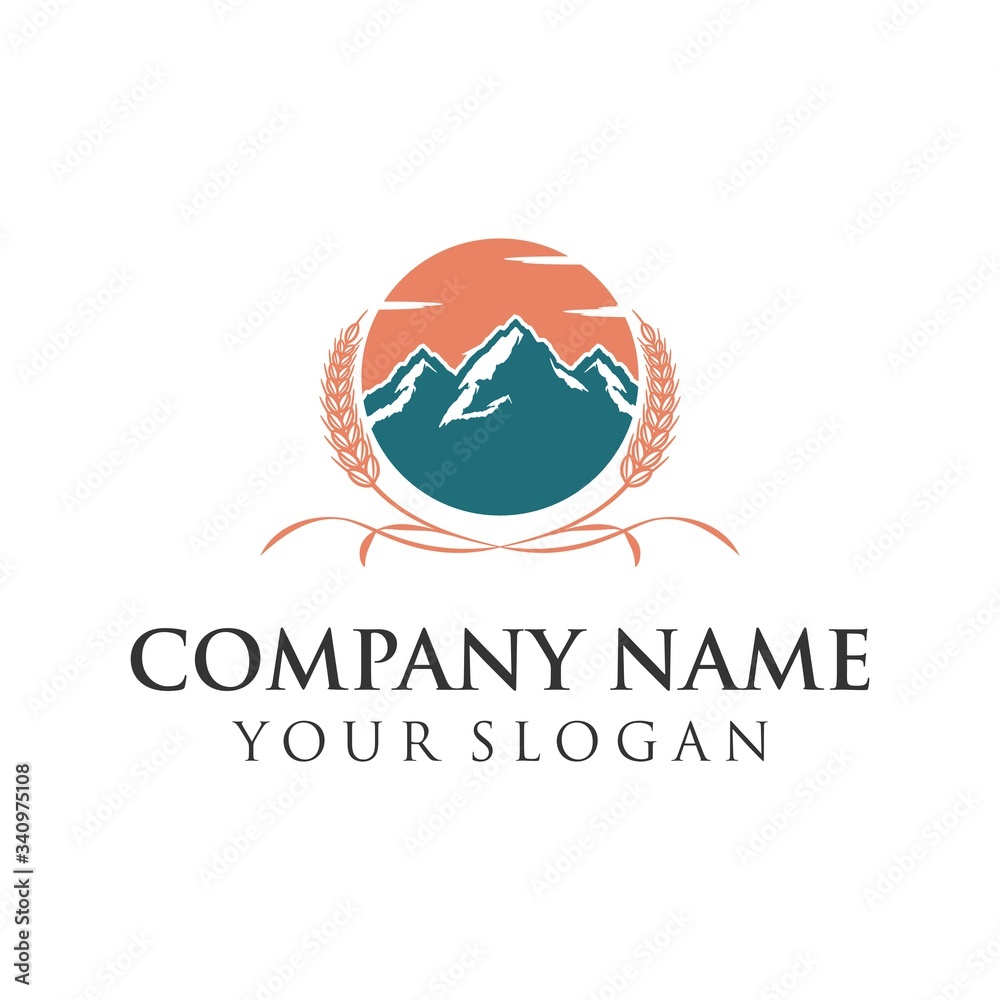 logo mountains and clouds icon vector