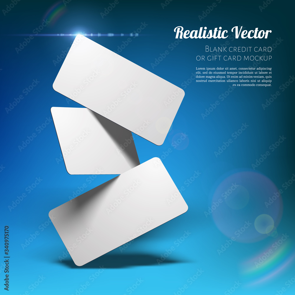 Mockup of Business Cards. Fan Stack at a Studio Dark Blue Background. Layered Template for Design with Transparent Shadows. - obrazy, fototapety, plakaty 