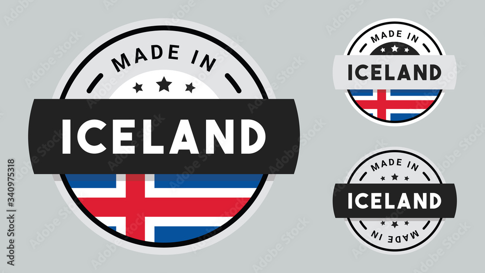 Made in Iceland collection with Iceland flag symbol. Made in Iceland collection with Iceland flag symbol.