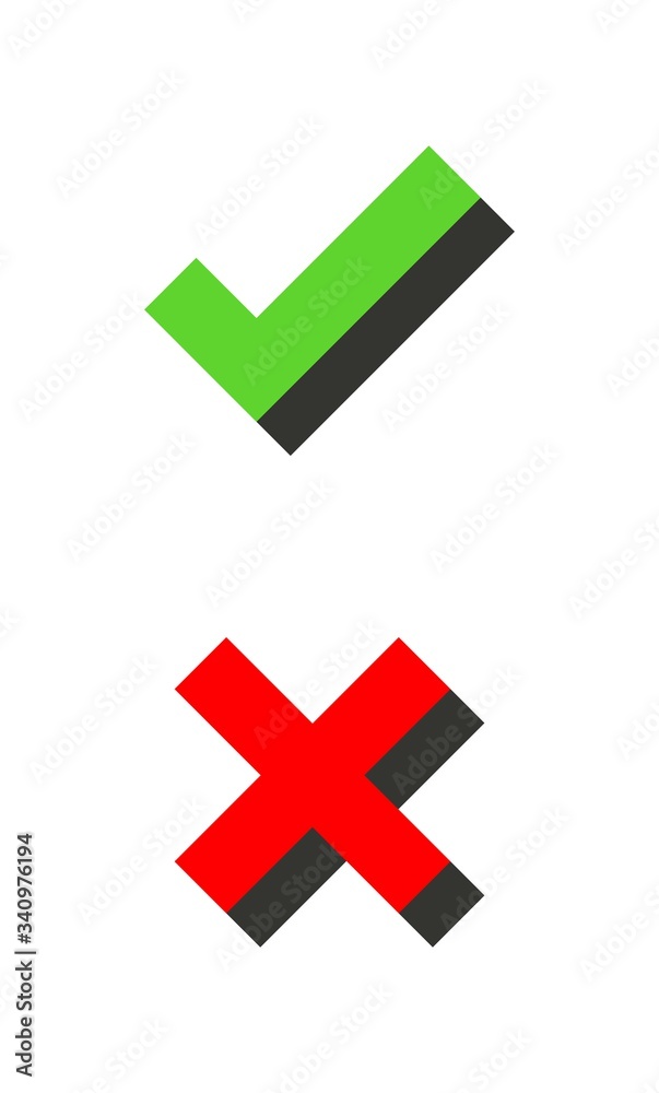 Yes No icon, do don't mark with shadow. Vector illustration Yes No icon, do don't mark with shadow. Vector illustration