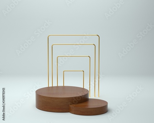 3d render of background with a pedestal and a showcase, abstract minimal concept, blank space, simple clean design, minimalist mockup