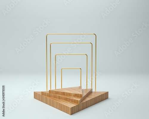 3d render of background with a pedestal and a showcase, abstract minimal concept, blank space, simple clean design, minimalist mockup