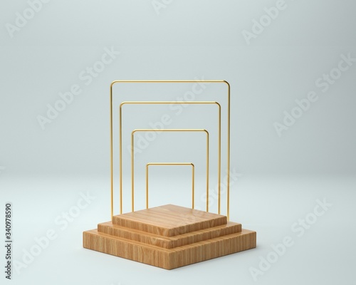 3d render of background with a pedestal and a showcase, abstract minimal concept, blank space, simple clean design, minimalist mockup