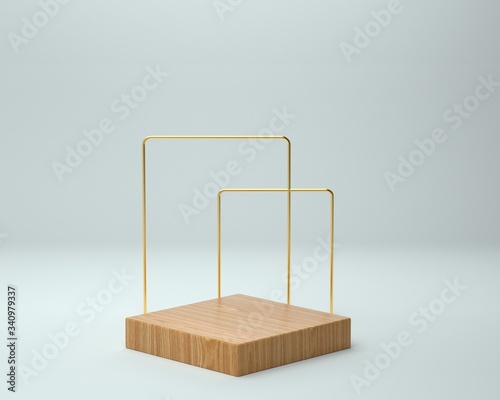 3d render of background with a pedestal and a showcase, abstract minimal concept, blank space, simple clean design, minimalist mockup