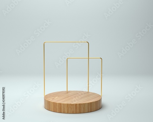 3d render of background with a pedestal and a showcase, abstract minimal concept, blank space, simple clean design, minimalist mockup