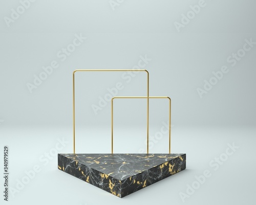 3d render of background with a pedestal and a showcase, abstract minimal concept, blank space, simple clean design, minimalist mockup