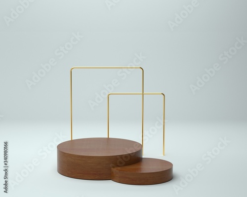 3d render of background with a pedestal and a showcase, abstract minimal concept, blank space, simple clean design, minimalist mockup