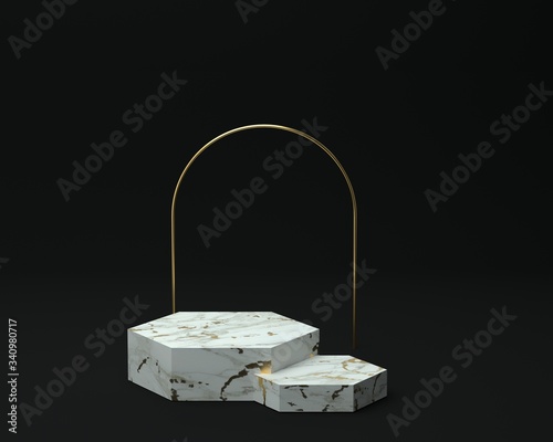 3d render of background with a pedestal and a showcase, abstract minimal concept, blank space, simple clean design, minimalist mockup