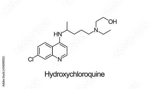 Hydroxychloroquine (HCQ) broken down to it's molecular structure  a perspective drug against the COVID-19 coronavirus disease and malaria also used to treat discoid or systemic lupus erythematosus 
