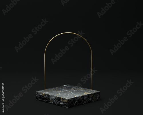 3d render of background with a pedestal and a showcase, abstract minimal concept, blank space, simple clean design, minimalist mockup
