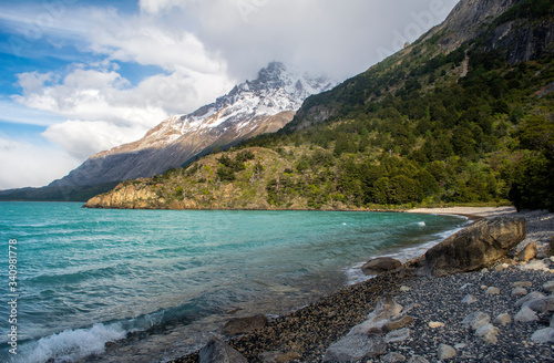 Fototapeta Naklejka Na Ścianę i Meble -  Nordenskjold Lake, W trekking circuit in Torres del Paine, Patagonia - Chile