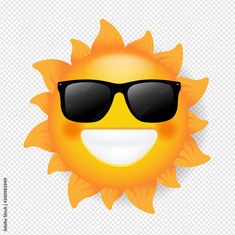 Sun With Sunglasses Isolated Transparent Background Sun With Sunglasses Isolated Transparent Background