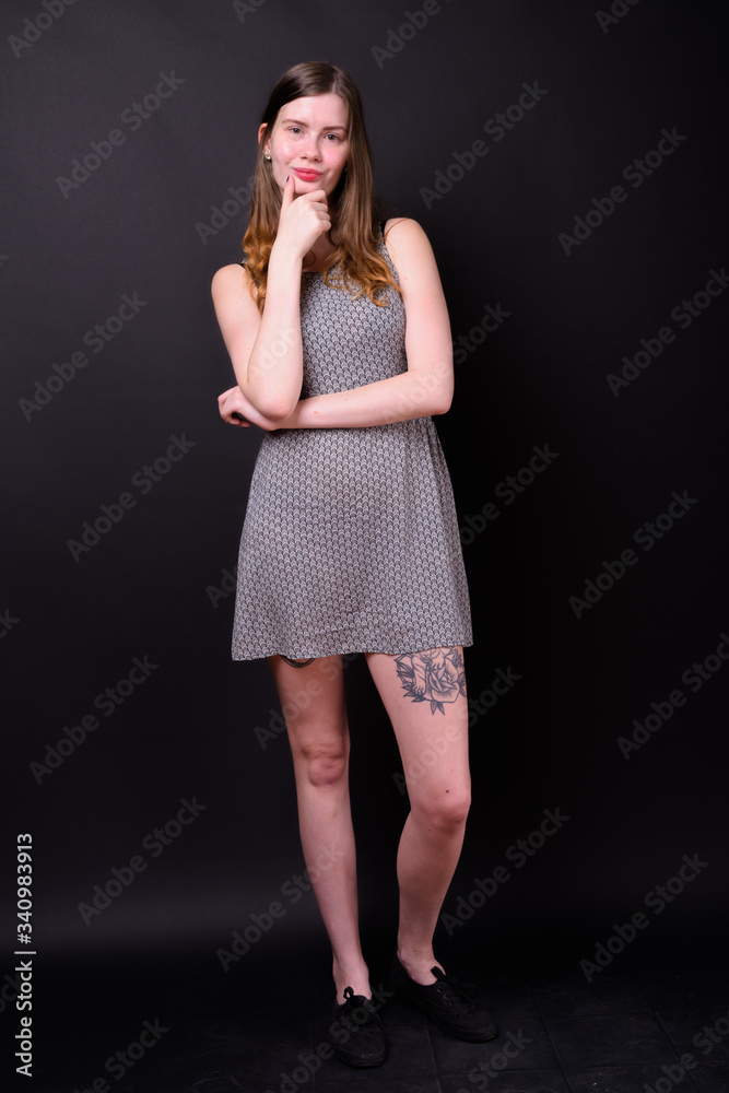 Full body shot of young beautiful Scandinavian woman Full body shot of young beautiful Scandinavian woman