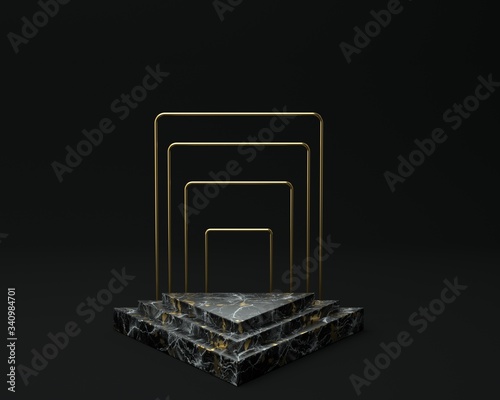 3d render of background with a pedestal and a showcase, abstract minimal concept, blank space, simple clean design, minimalist mockup