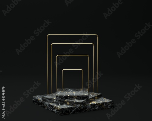 3d render of background with a pedestal and a showcase, abstract minimal concept, blank space, simple clean design, minimalist mockup