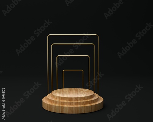 3d render of background with a pedestal and a showcase, abstract minimal concept, blank space, simple clean design, minimalist mockup