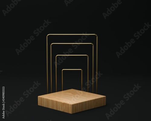 3d render of background with a pedestal and a showcase, abstract minimal concept, blank space, simple clean design, minimalist mockup