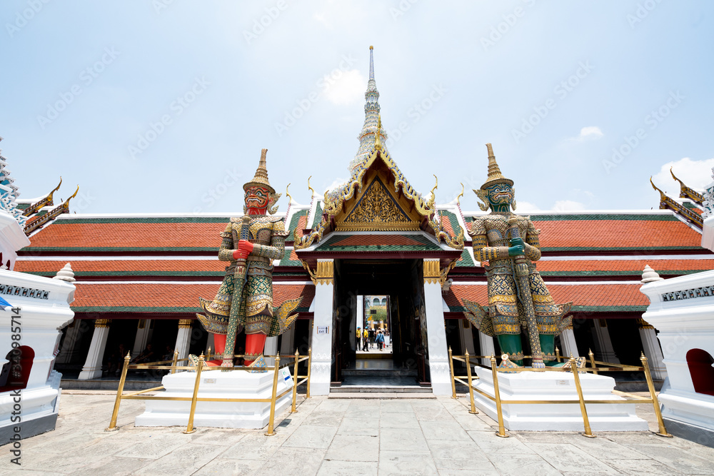 Fototapeta premium The Emerald Buddha Temple (Wat Phra Kaew) Located in the Grand Palace area Outer court East Sanam Luang Phra Borom Maha Ratchawang Subdistrict, Phra Nakhon District, Bangkok,Thailand