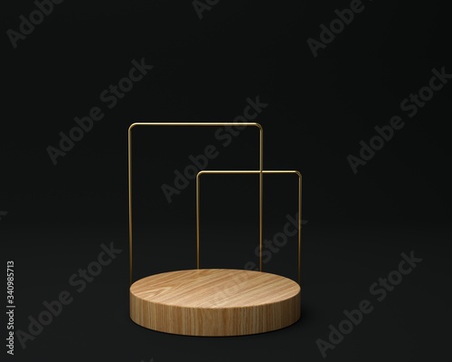 3d render of background with a pedestal and a showcase, abstract minimal concept, blank space, simple clean design, minimalist mockup