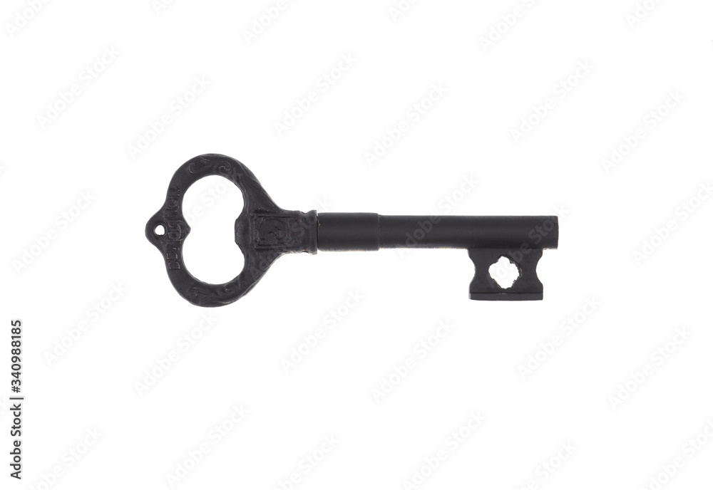 black old key lock isolated on white background black old key lock isolated on white background