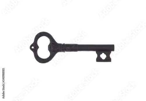 black old key lock isolated on white background © serikbaib