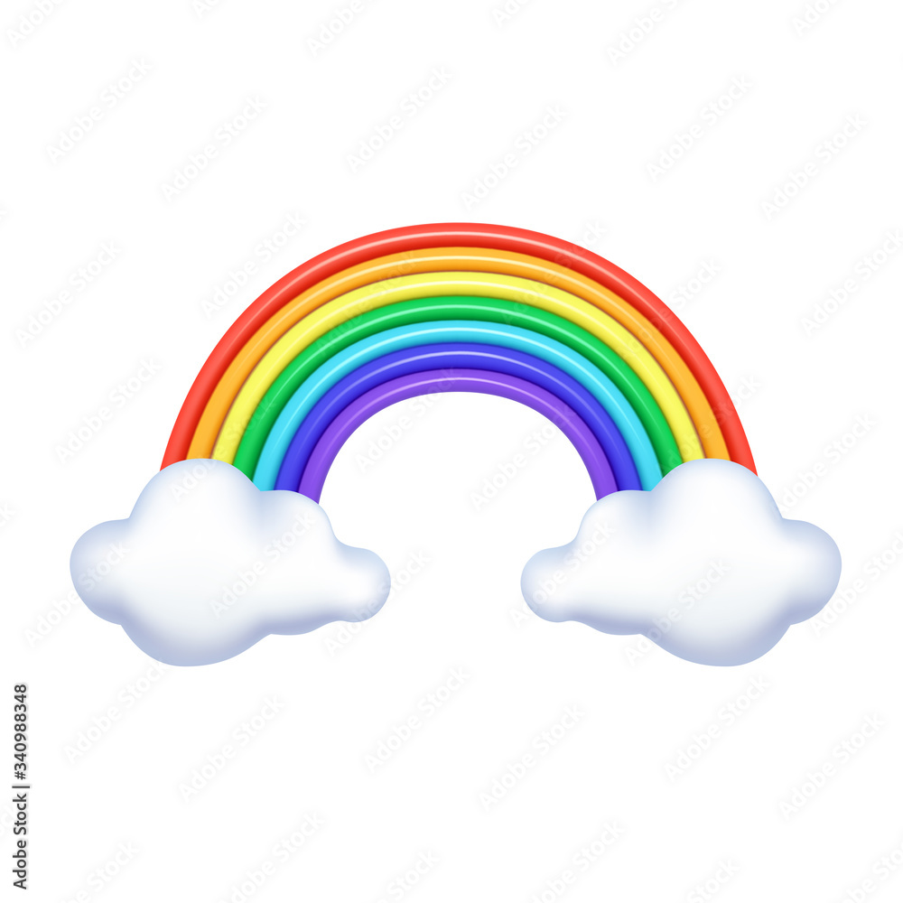 Multicolored Cartoon plastic rainbow on a white background. Vector icon Multicolored Cartoon plastic rainbow on a white background. Vector icon