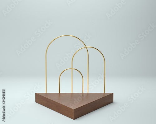 3d render of background with a pedestal and a showcase, abstract minimal concept, blank space, simple clean design, minimalist mockup