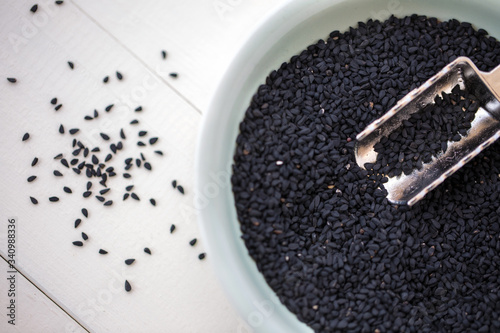 black sesame seeds in bowl