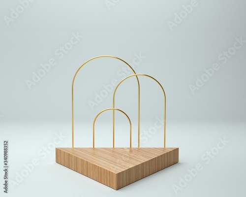 3d render of background with a pedestal and a showcase, abstract minimal concept, blank space, simple clean design, minimalist mockup